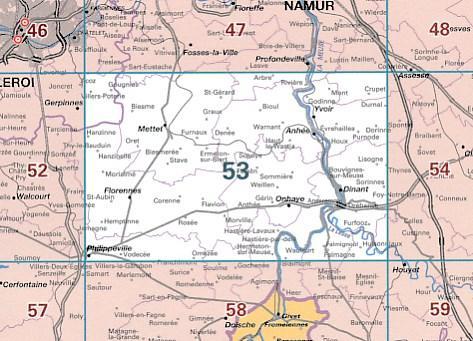 Carte topographique n° 53 - Dinant (Belgique) | NGI - 1/50 000 carte de randonnée IGN Belgique Default Title