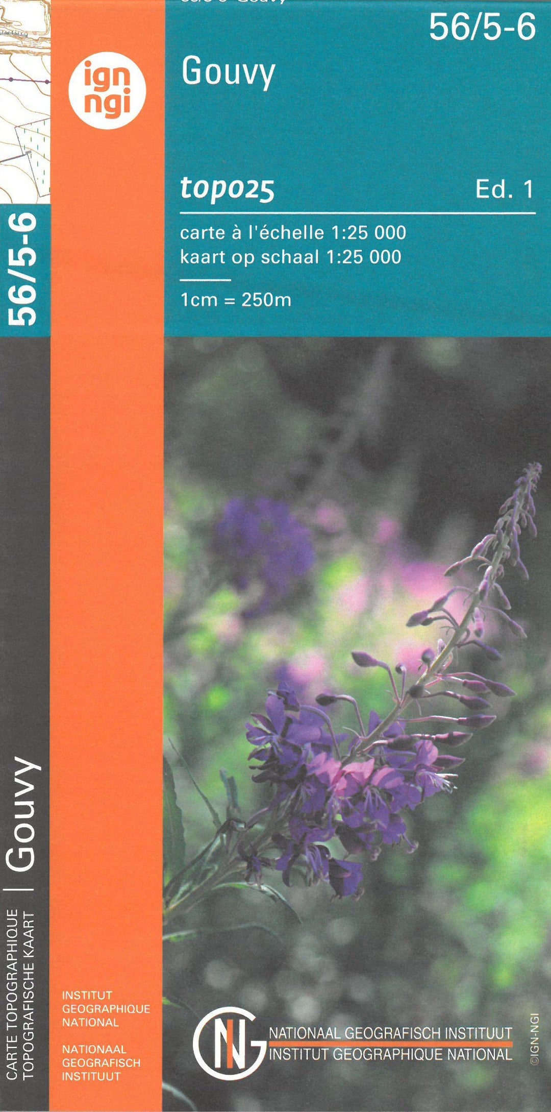Carte topographique n° 56/5-6 - Gouvy (Belgique) | NGI topo 25 carte pliée IGN Belgique 