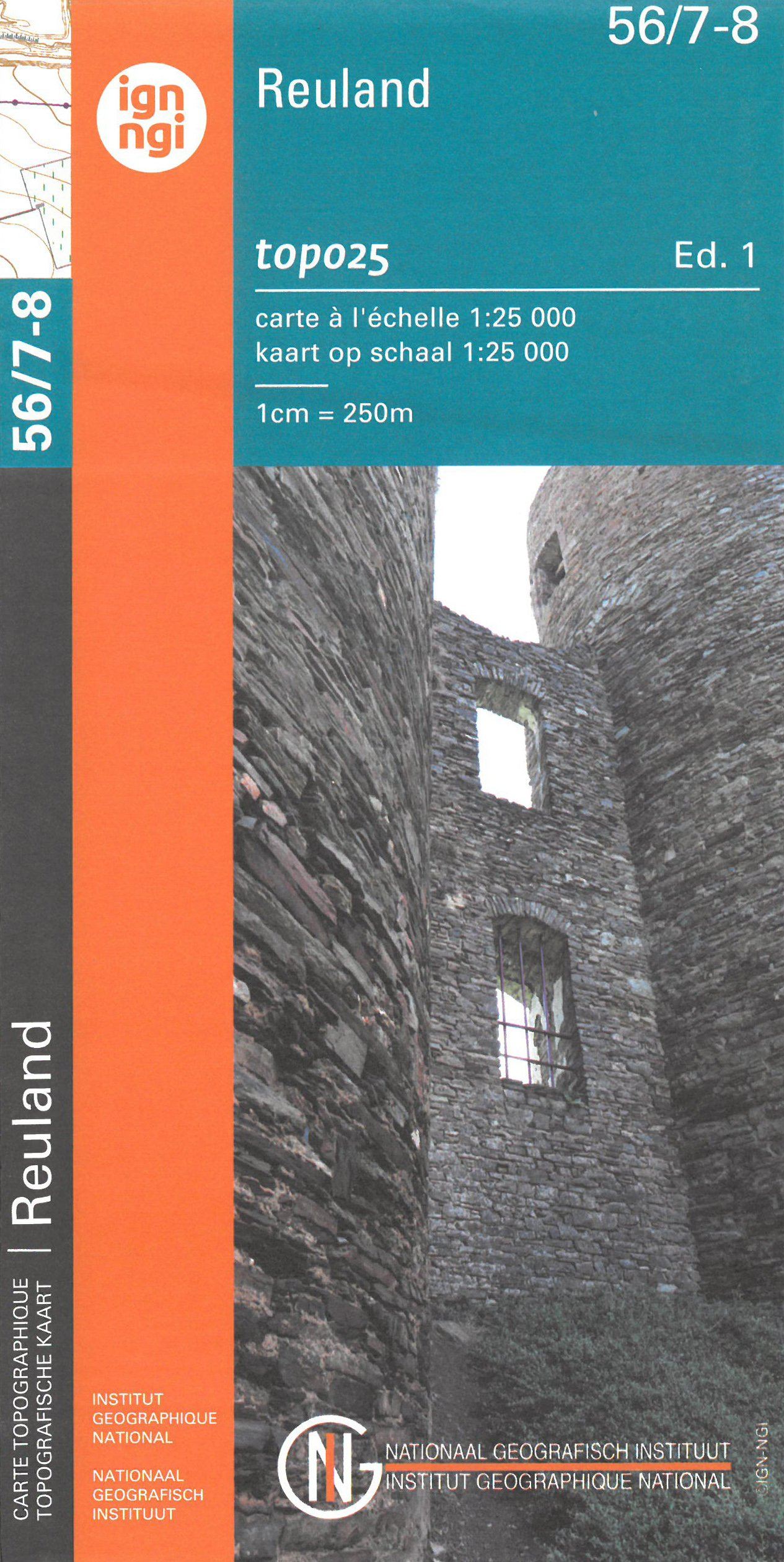 Carte topographique n° 56/7-8 - Reuland (Belgique) | NGI topo 25 carte de randonnée IGN Belgique