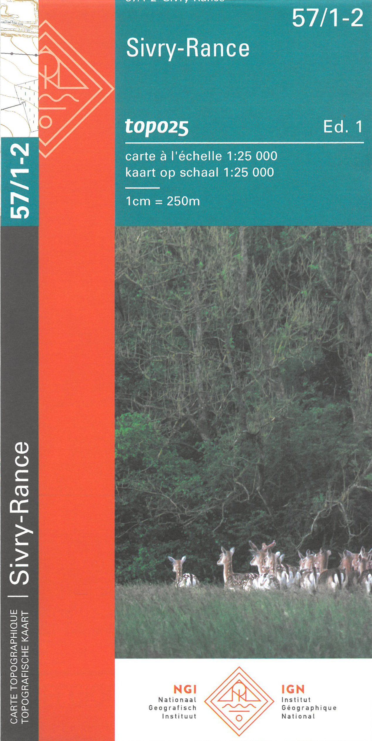 Carte topographique n° 57/1-2 - Sivry, Rance (Belgique) | NGI topo 25 carte de randonnée IGN Belgique