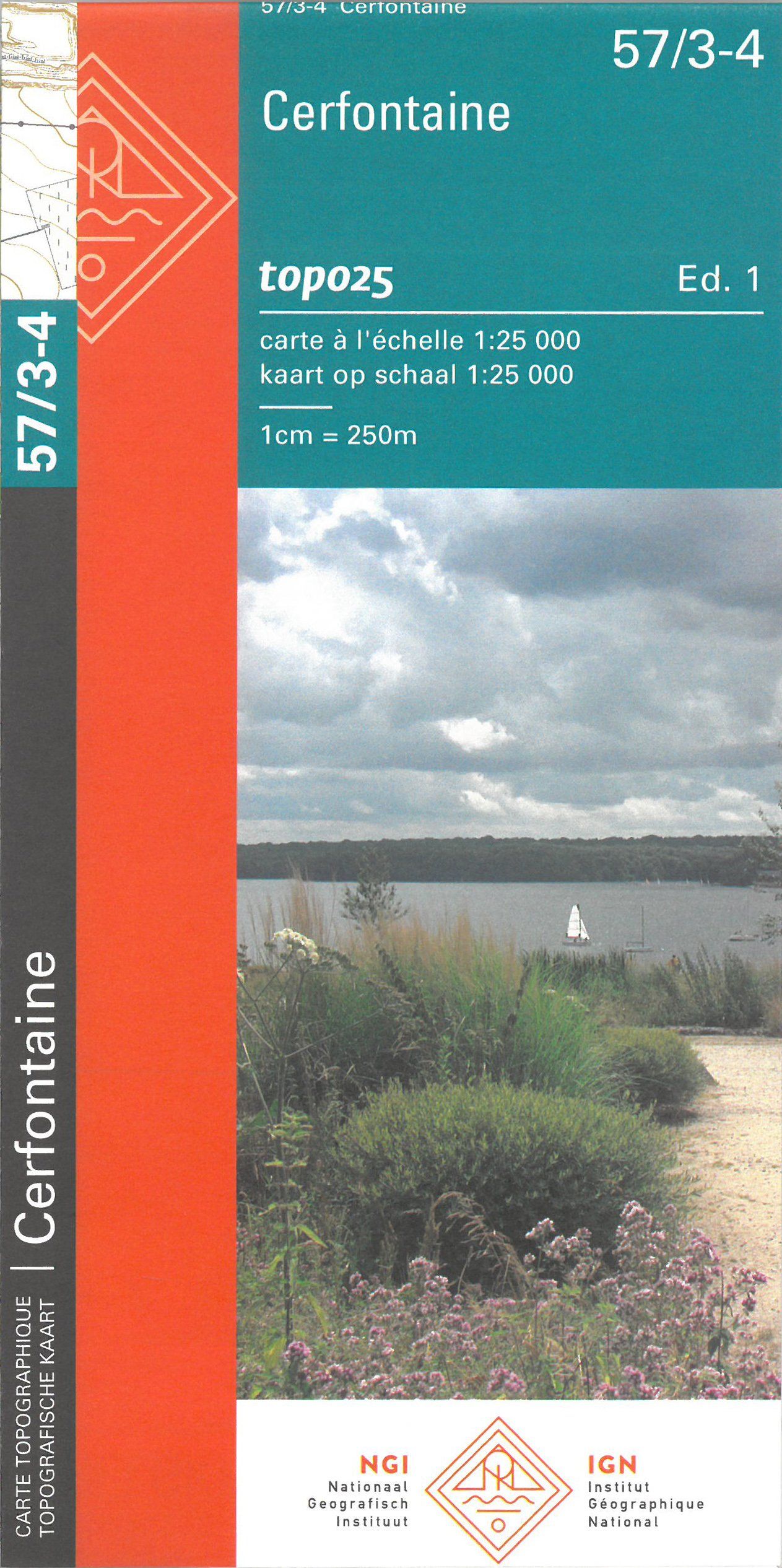 Carte topographique n° 57/3-4 - Cerfontaine (Belgique) | NGI topo 25 carte de randonnée IGN Belgique