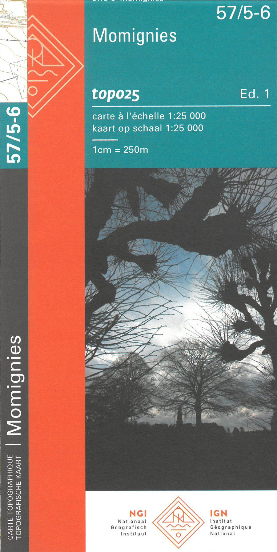 Carte topographique n° 57/5-6 - Momignies (Belgique) | NGI topo 25 carte pliée IGN Belgique 