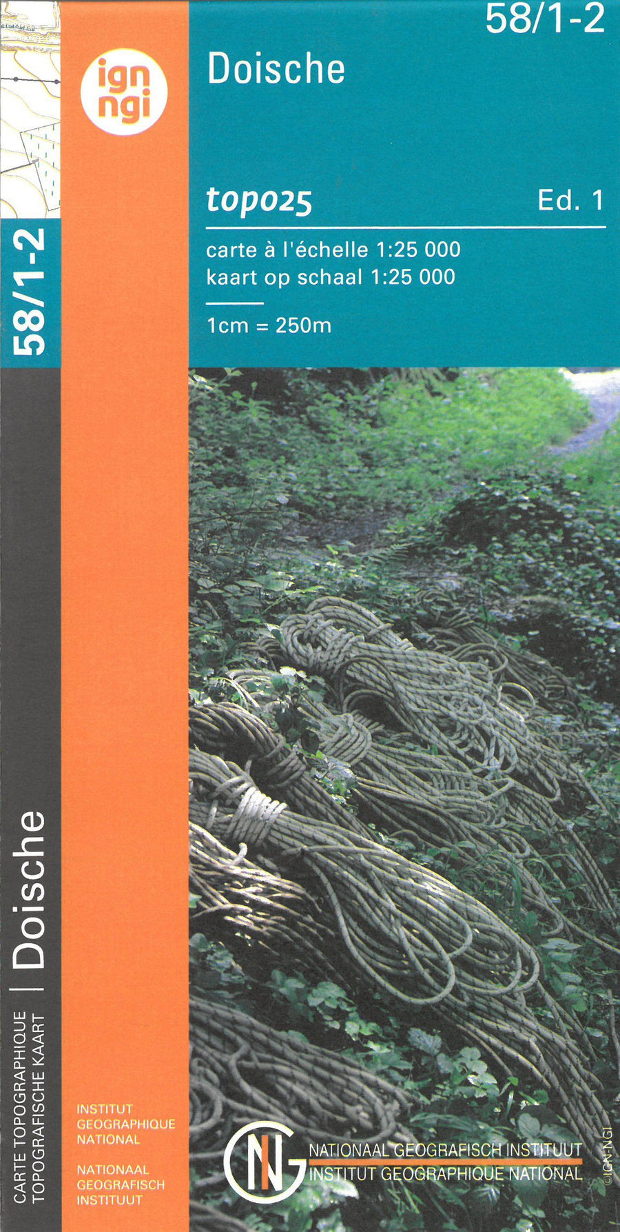 Carte topographique n° 58/1-2 - Doische (Belgique) | NGI topo 25 carte pliée IGN Belgique 