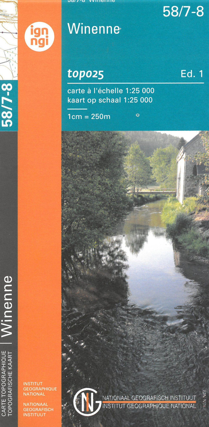 Carte topographique n° 58/7-8 - Winenne (Belgique) | NGI topo 25 carte pliée IGN Belgique 