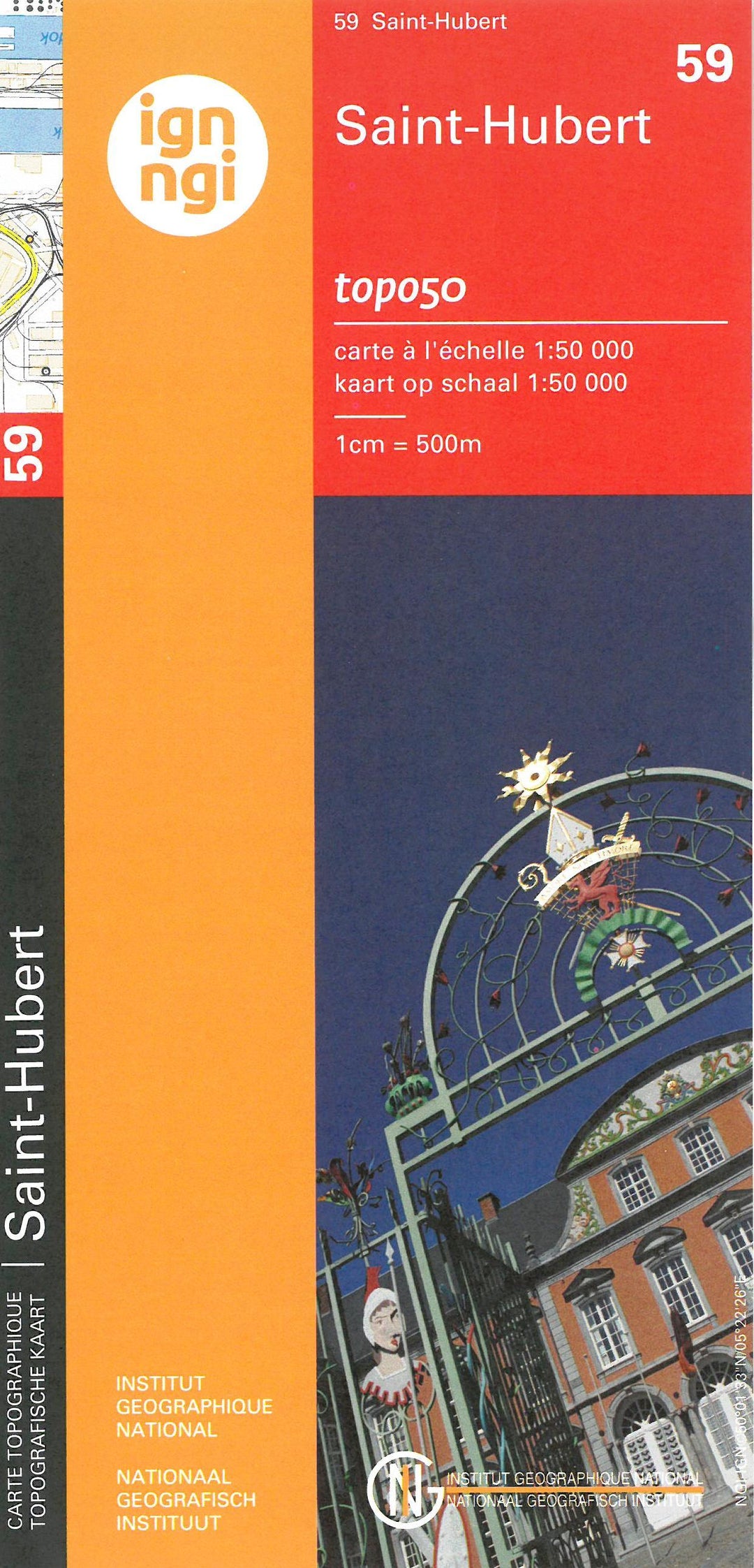 Carte topographique n° 59 - St-Hubert (Belgique) | NGI - 1/50 000 carte pliée IGN Belgique 