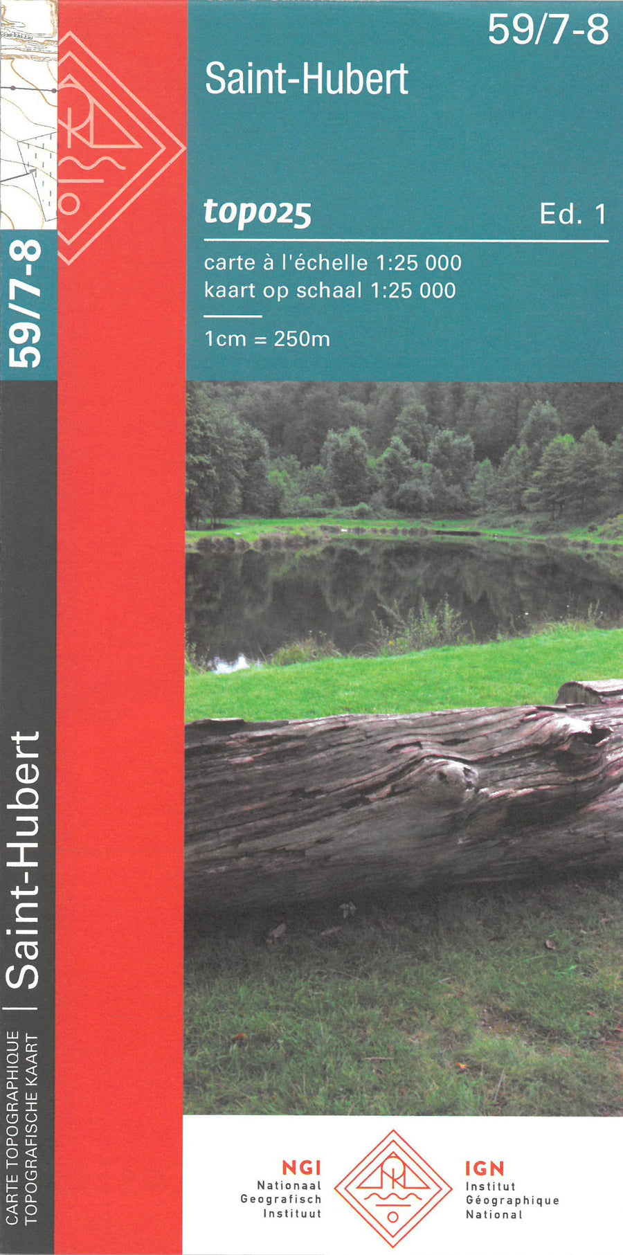 Carte topographique n° 59/7-8 - Saint-Hubert (Belgique) | NGI topo 25 carte pliée IGN Belgique 