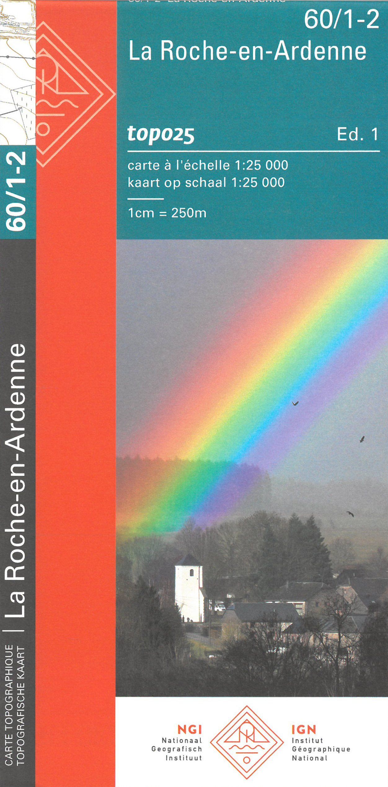 Carte topographique n° 60/1-2 - La-Roche-en-Ardenne (Belgique) | NGI topo 25 carte de randonnée IGN Belgique