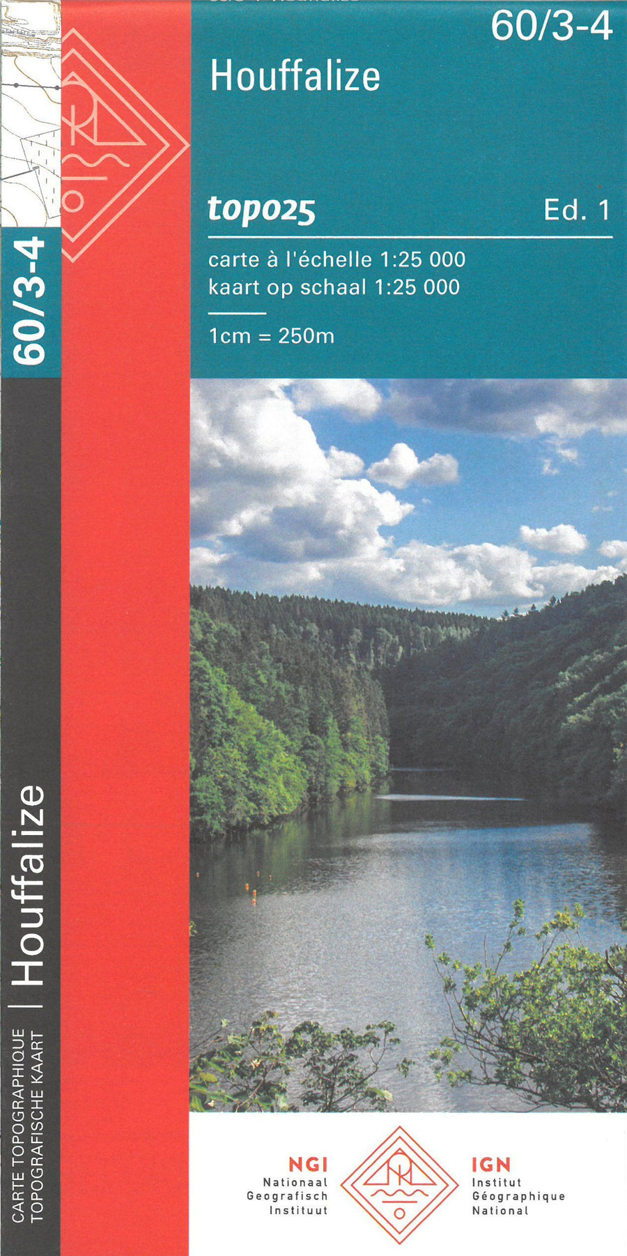 Carte topographique n° 60/3-4 - Houffalize (Belgique) | NGI topo 25 carte pliée IGN Belgique 