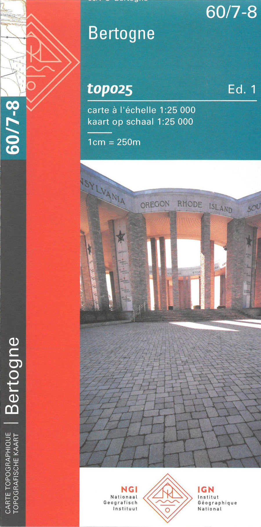 Carte topographique n° 60/7-8 - Bertogne (Belgique) | NGI topo 25 carte pliée IGN Belgique 