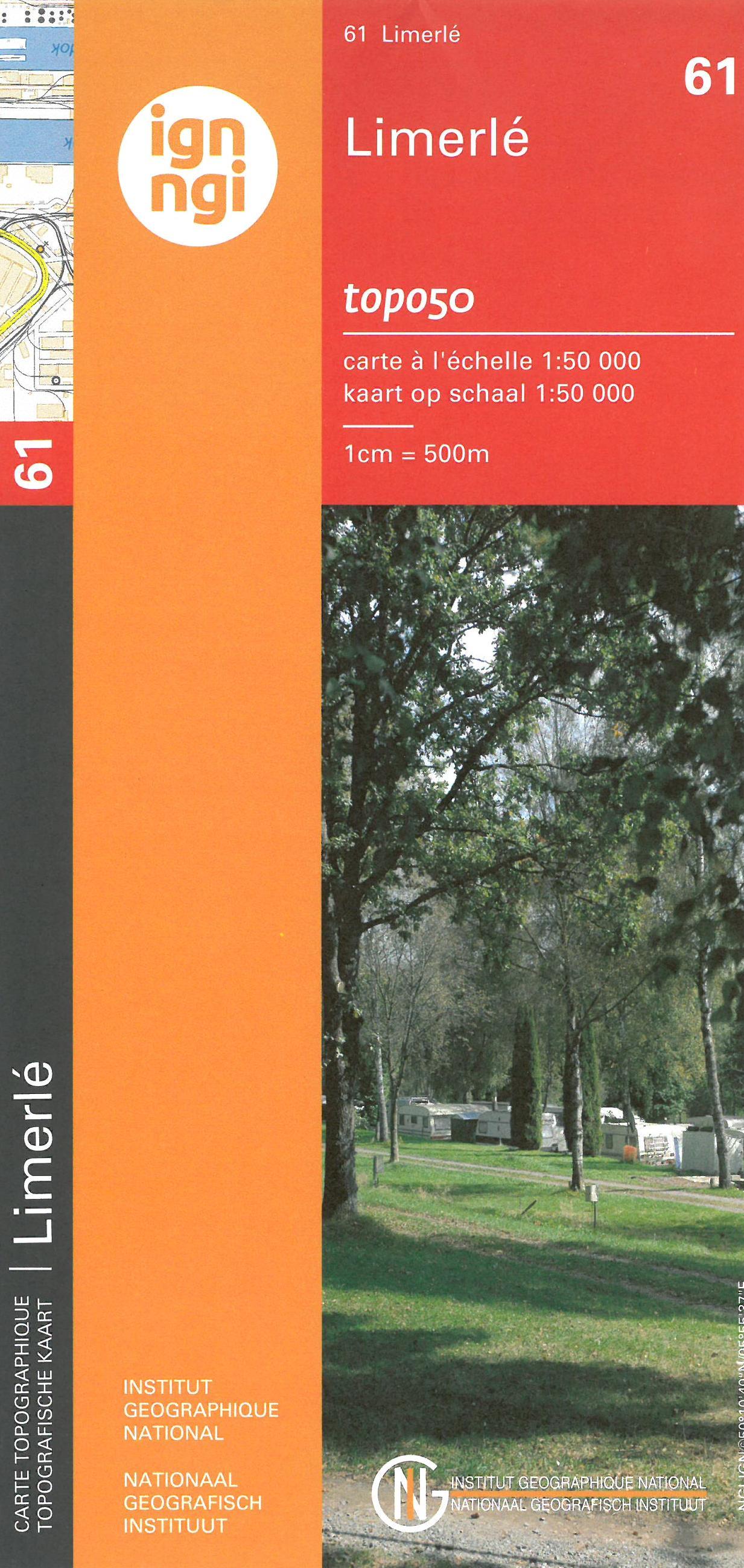 Carte topographique n° 61 - Limerlé (Belgique) | NGI - 1/50 000 carte de randonnée IGN Belgique