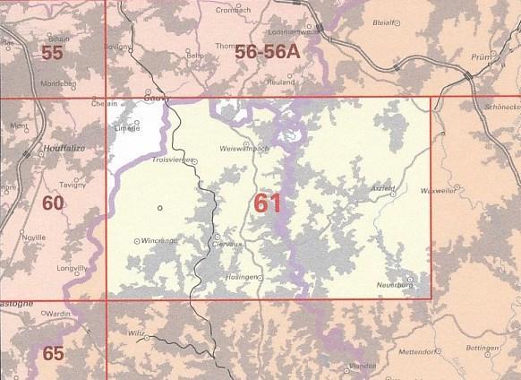 Carte topographique n° 61 - Limerlé (Belgique) | NGI - 1/50 000 carte de randonnée IGN Belgique Default Title