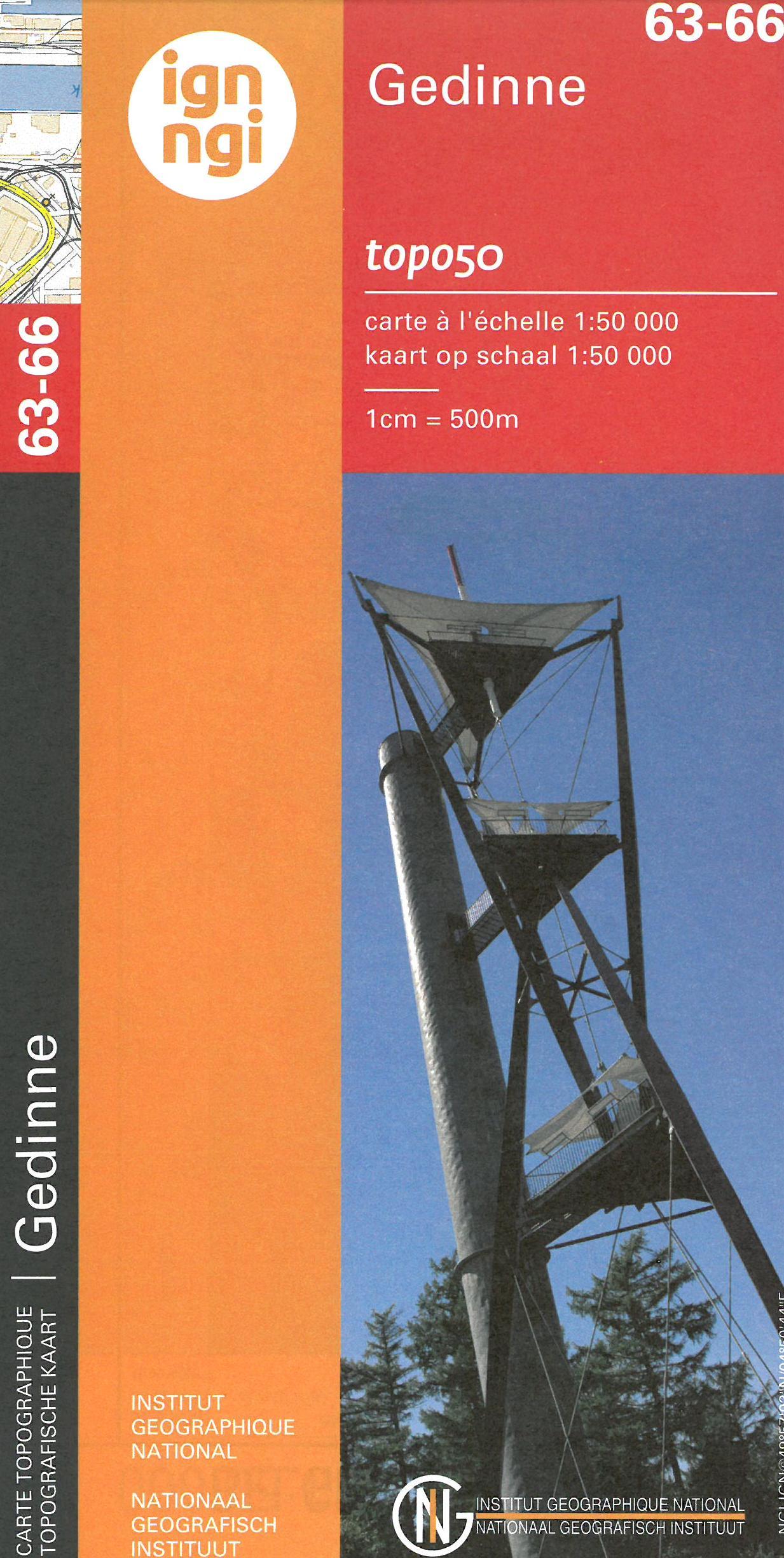 Carte topographique n° 63-66 - Gedinne (Belgique) | IGN belge - 1/50 000 carte de randonnée IGN Belgique