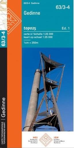 Carte topographique n° 63/3-4 - Gedinne (Belgique) | NGI topo 25 carte de randonnée IGN Belgique