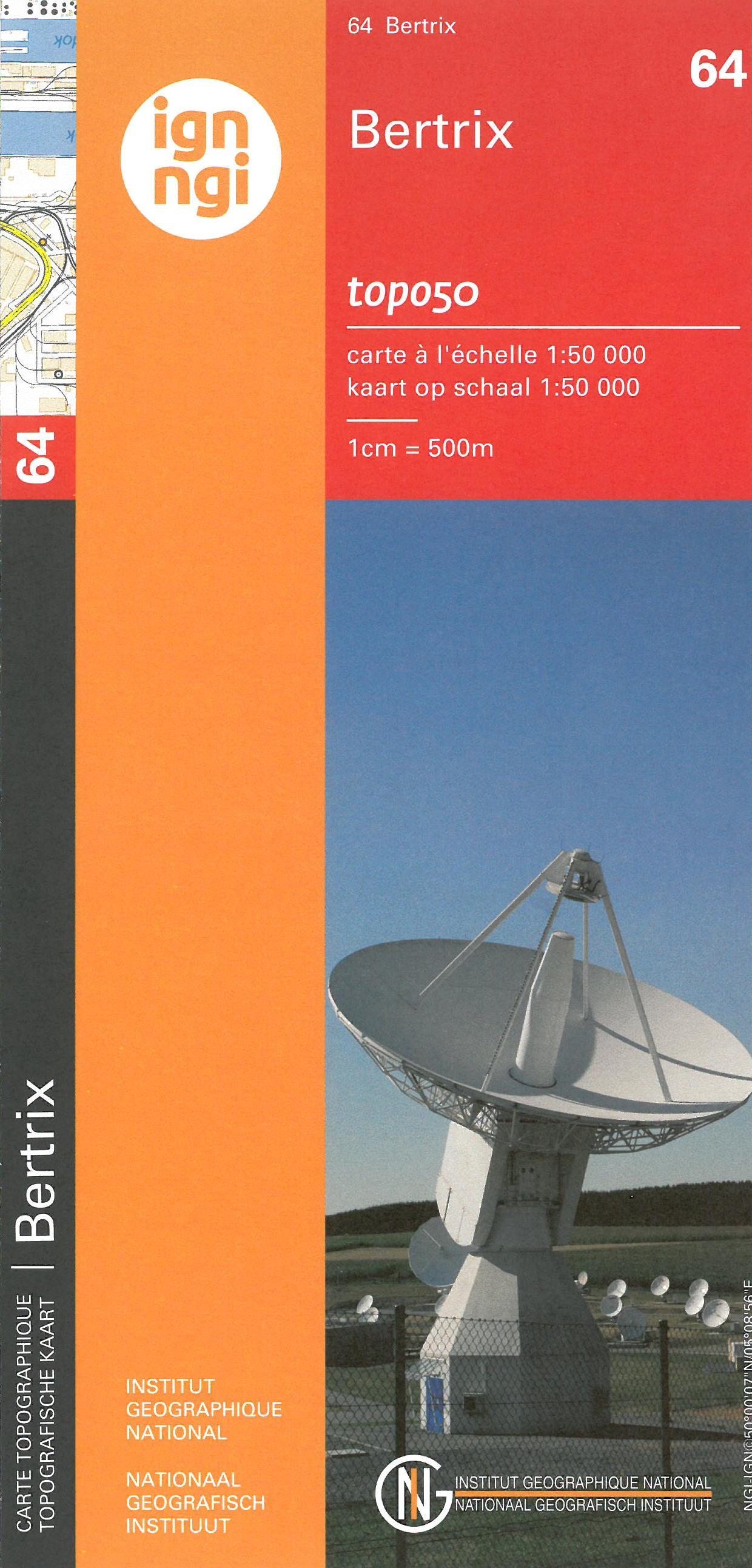 Carte topographique n° 64 - Bertrix (Belgique) | IGN belge - 1/50 000 carte de randonnée IGN Belgique