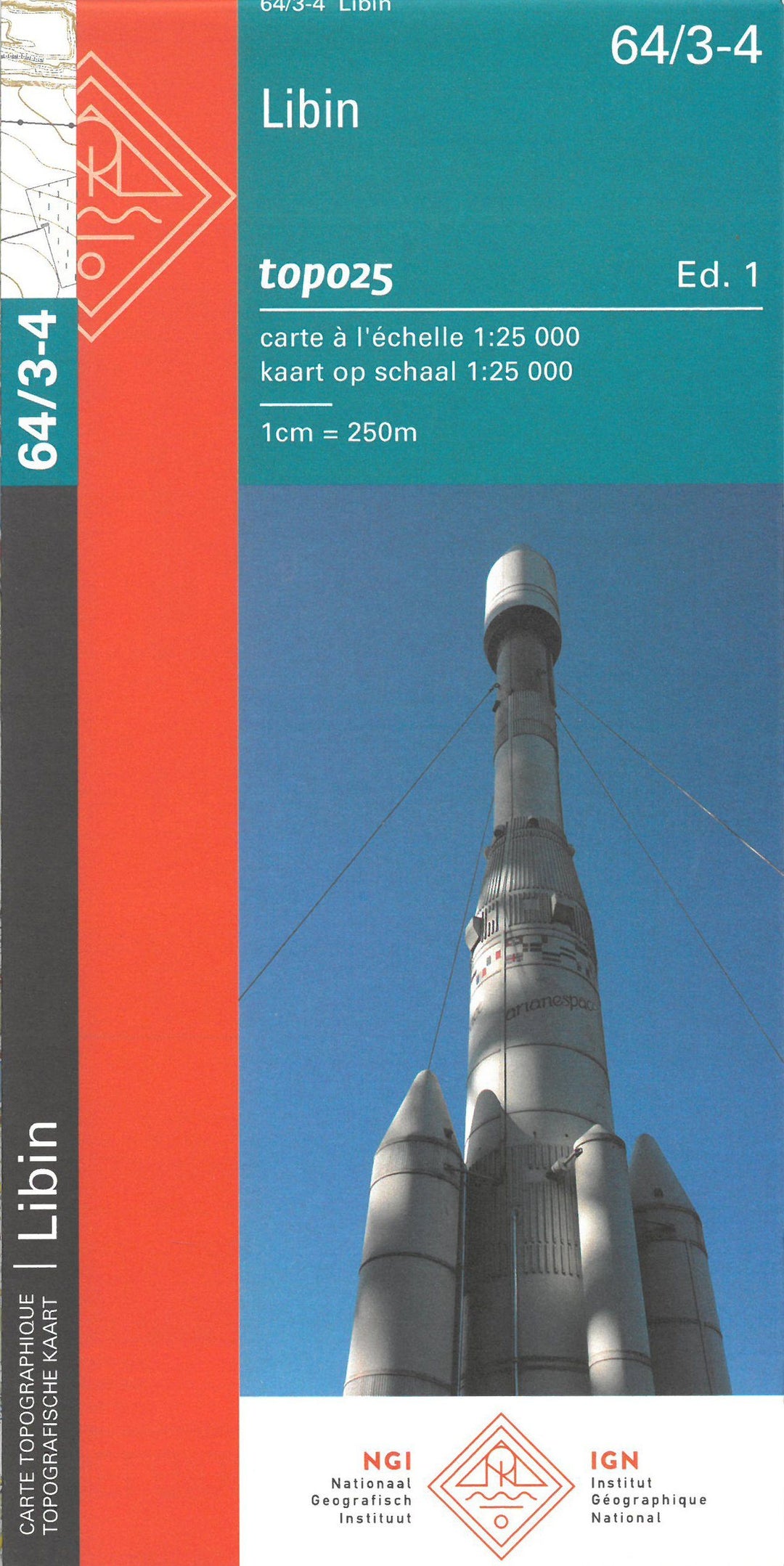 Carte topographique n° 64/3-4 - Libin (Belgique) | NGI topo 25 carte pliée IGN Belgique 