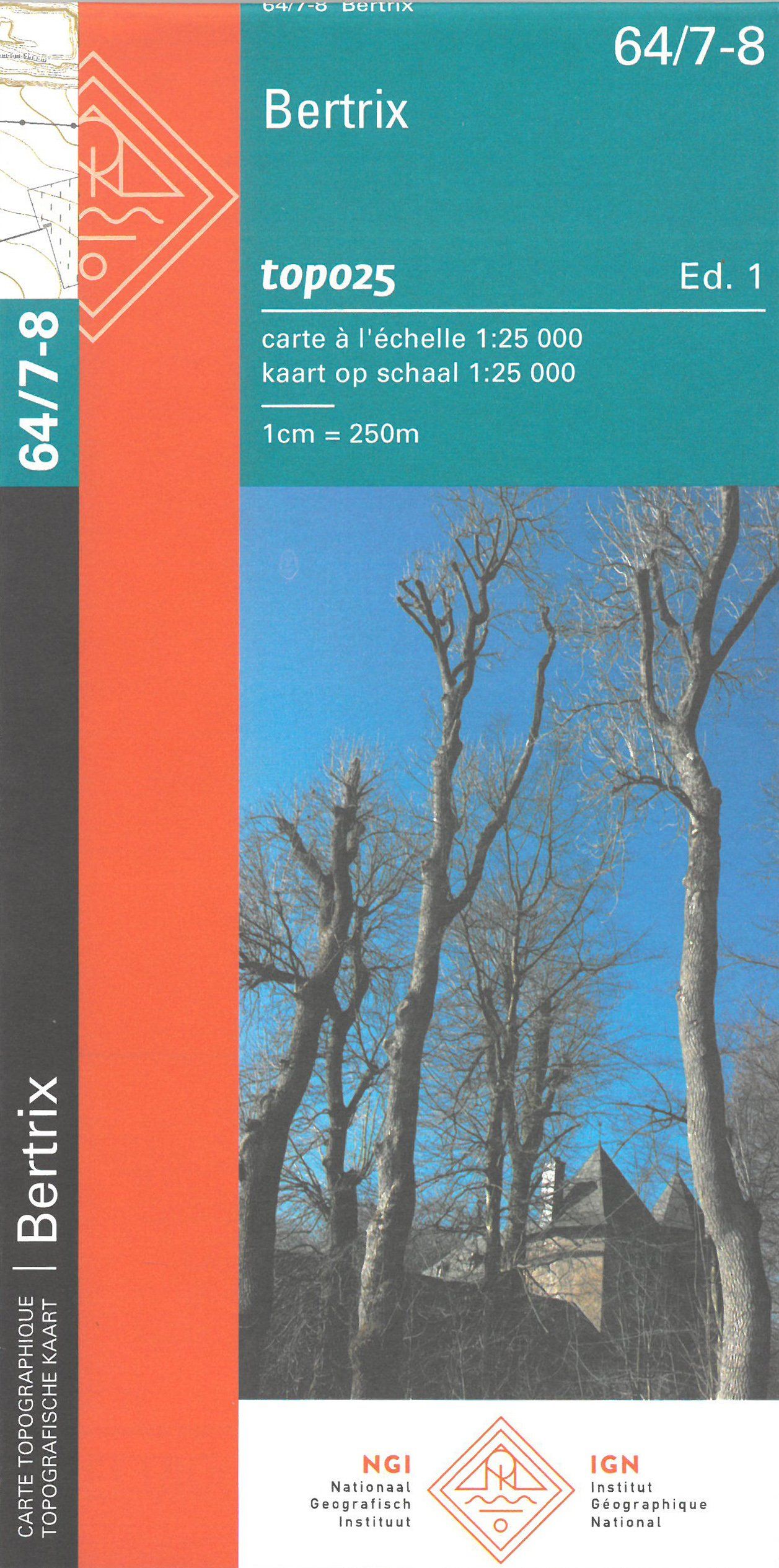 Carte topographique n° 64/7-8 - Bertrix (Belgique) | NGI topo 25 carte de randonnée IGN Belgique