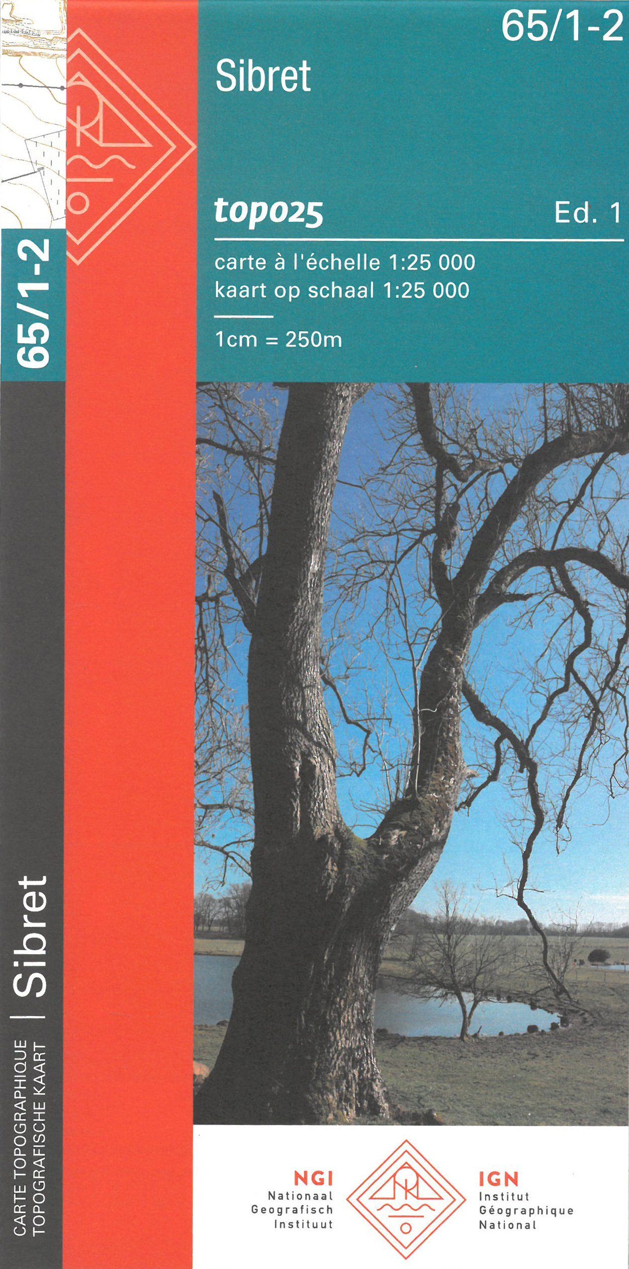 Carte topographique n° 65/1-2 - Sibret (Belgique) | NGI topo 25 carte de randonnée IGN Belgique