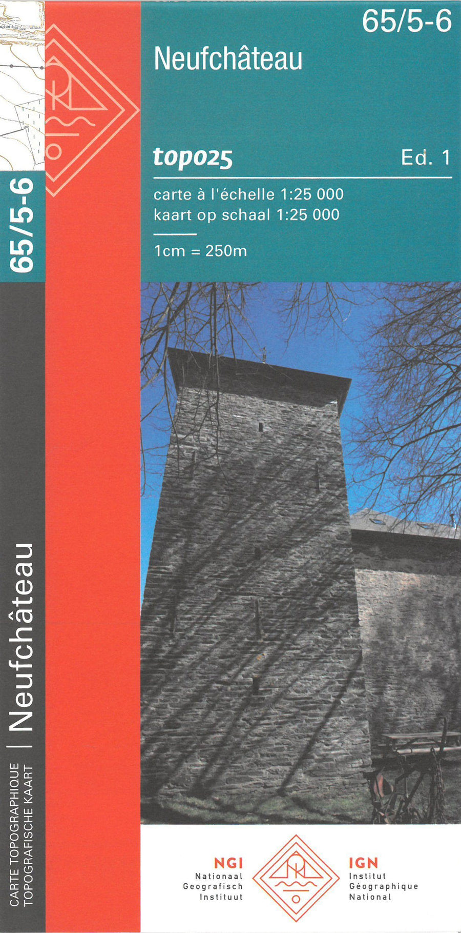 Carte topographique n° 65/5-6 - Neufchâteau (Belgique) | NGI topo 25 carte pliée IGN Belgique 