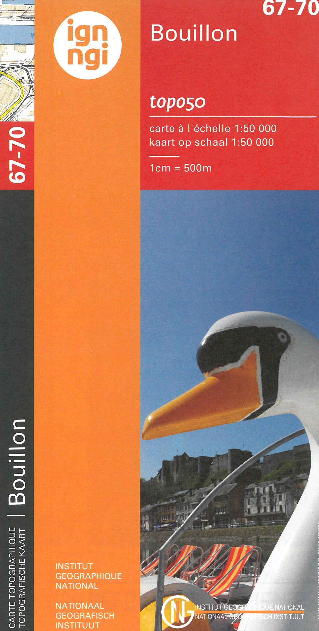 Carte topographique n° 67-70 - Bouillon (Belgique) | IGN belge - 1/50 000 carte de randonnée IGN Belgique