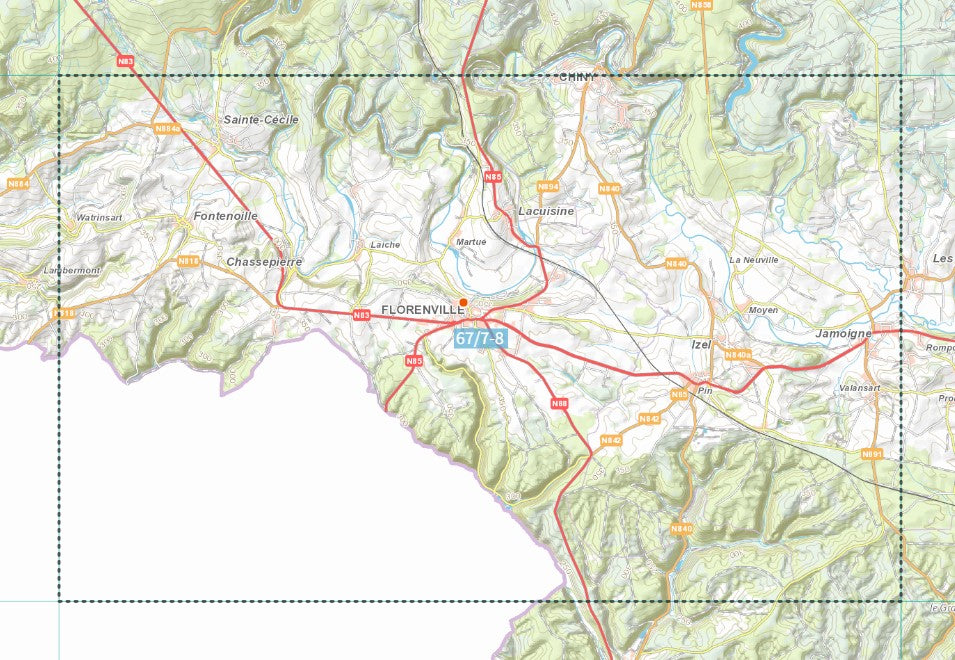 Carte topographique n° 67/7-8 - Florenville (Belgique) | NGI topo 25 carte pliée IGN Belgique 