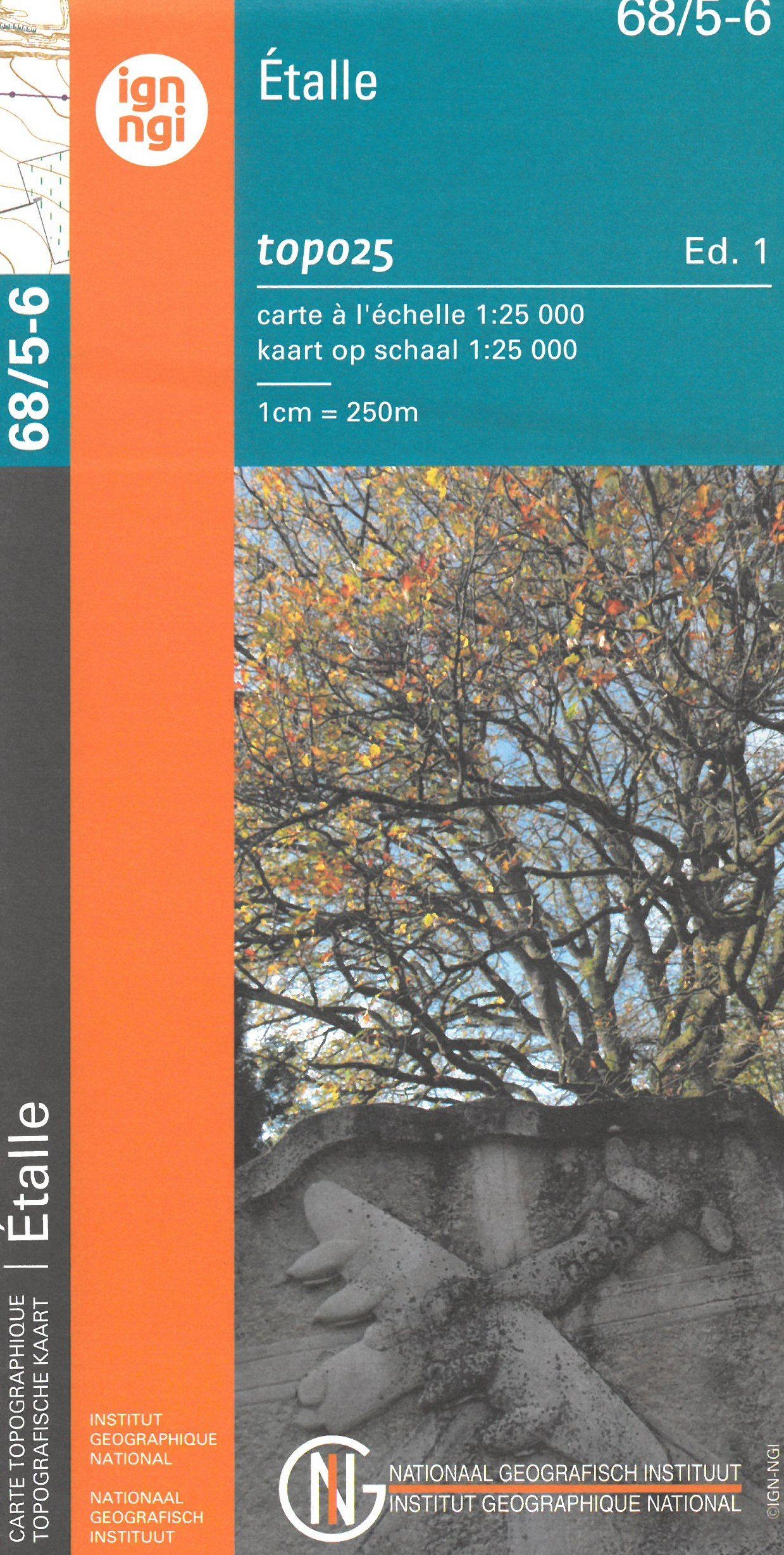 Carte topographique n° 68/5-6 - Etalle (Belgique) | NGI topo 25 carte de randonnée IGN Belgique