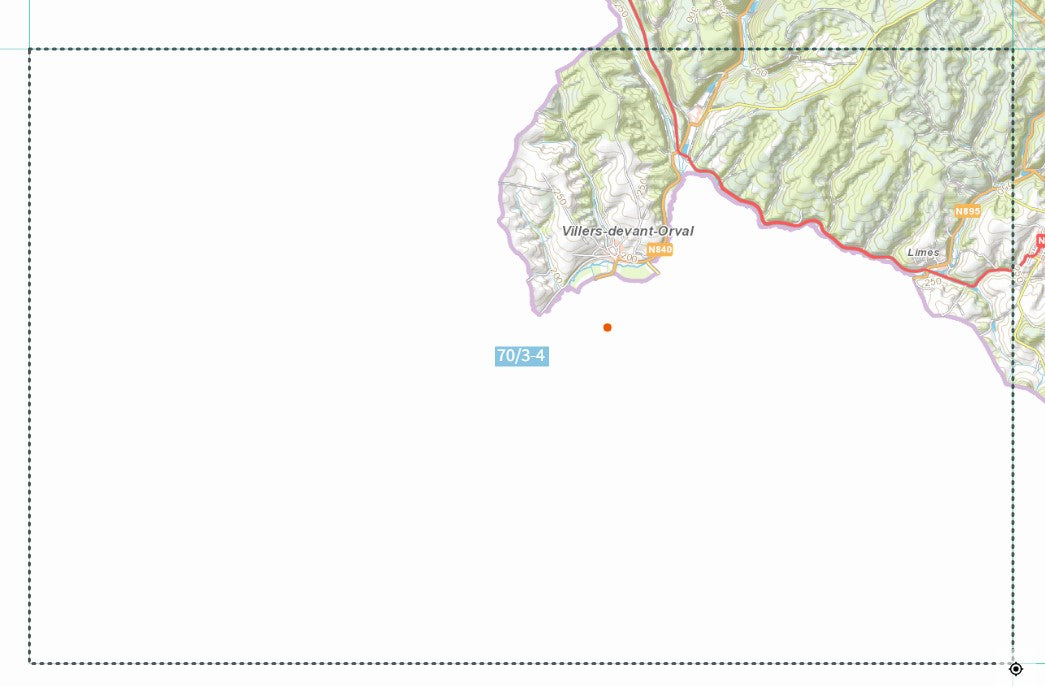 Carte topographique n° 70/3-4 - Villers-devant-Orval (Belgique) | NGI topo 25 carte de randonnée IGN Belgique