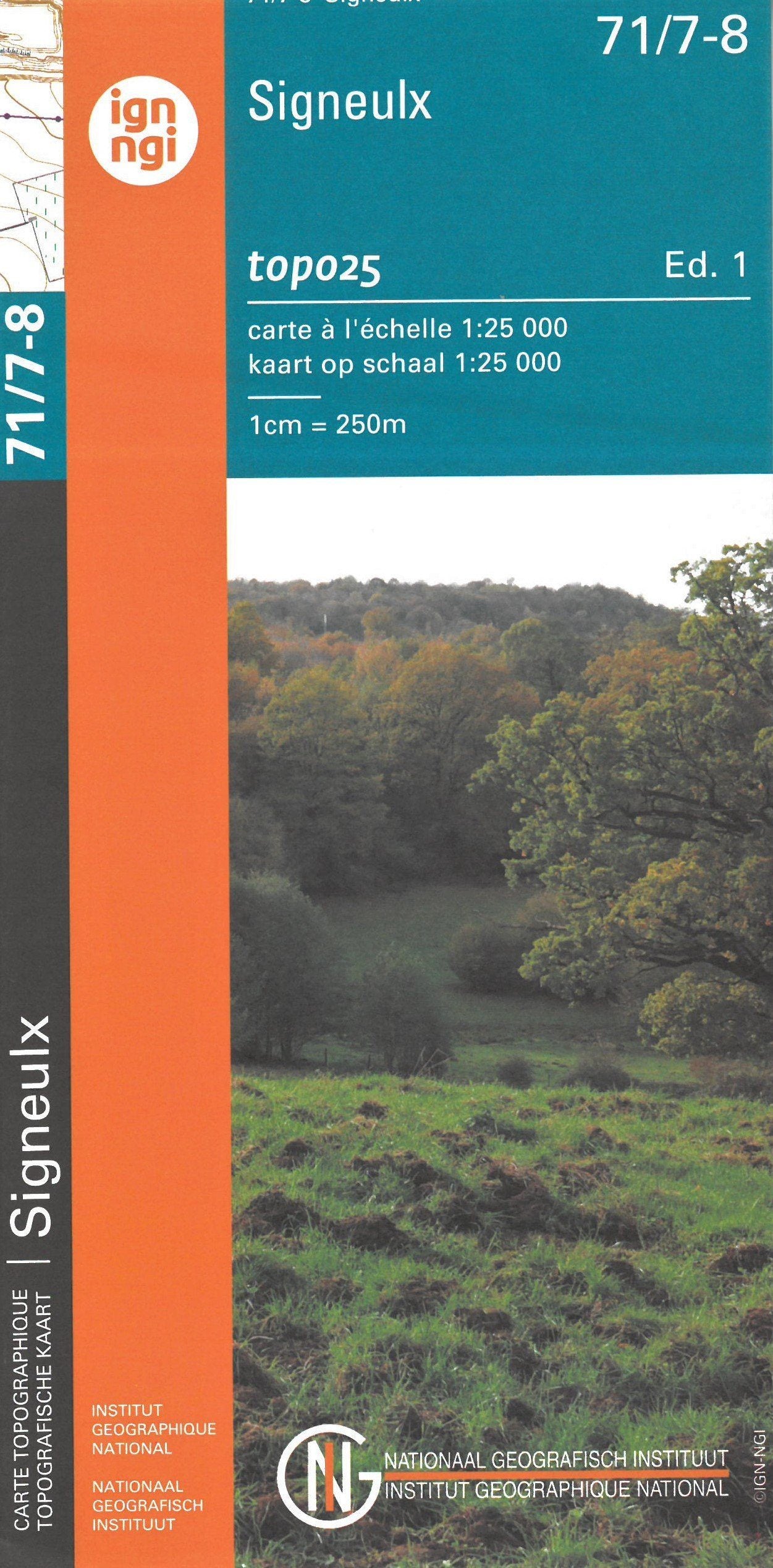 Carte topographique n° 71/7-8 - Signeulx (Belgique) | NGI topo 25 carte de randonnée IGN Belgique