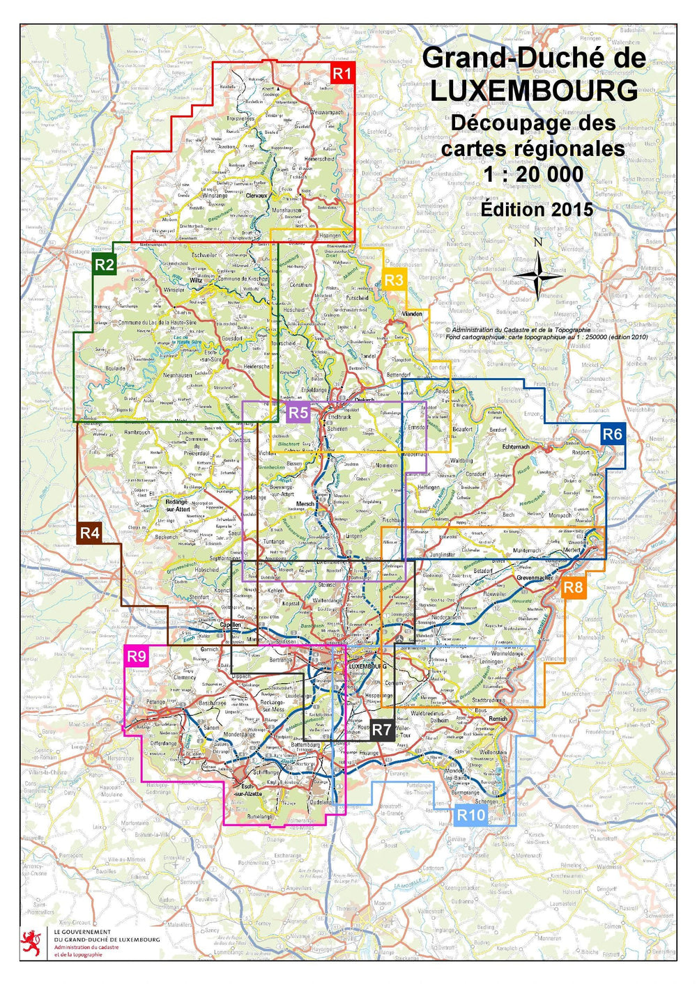 Carte topographique n° R05 - Larochette, Lorentzweiler (G.D de Luxembourg) carte pliée Service topographique du Luxembourg 