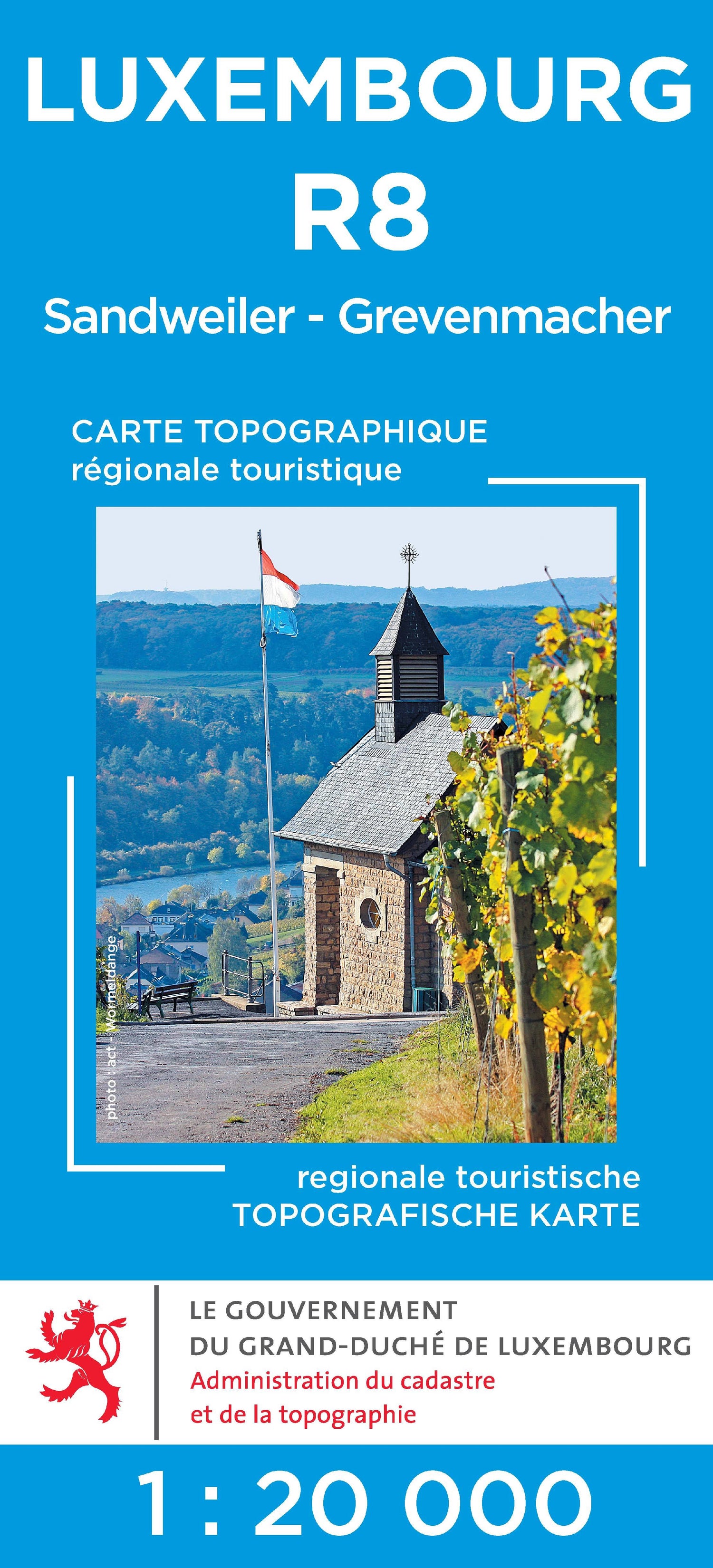 Carte topographique n° R08 - Sandweiler, Grevenmacher (G.D de Luxembourg) carte de randonnée Service topographique du Luxembourg