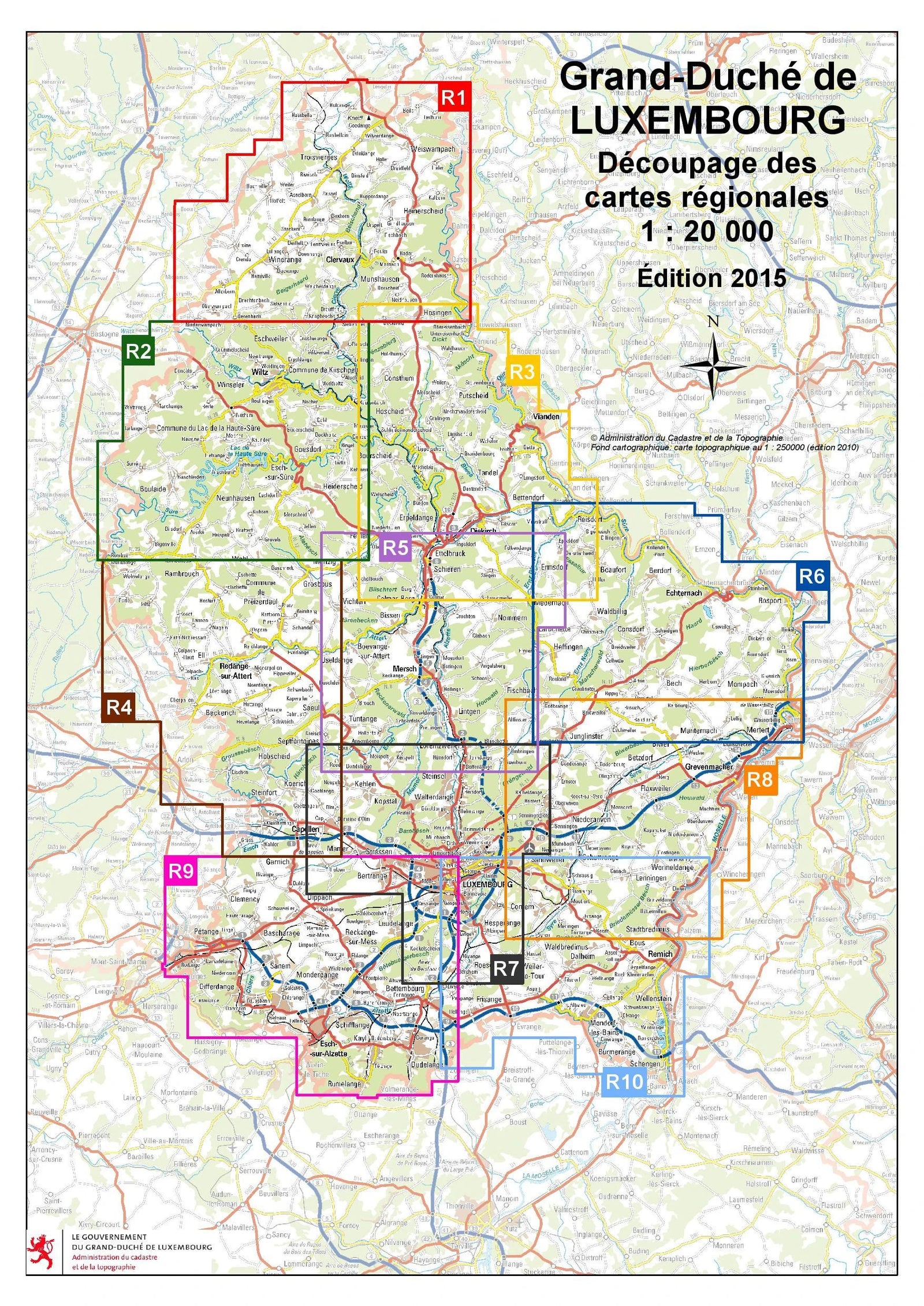 Carte topographique n° R09 - Dudelange, Clemency (G.D de Luxembourg) carte de randonnée Service topographique du Luxembourg