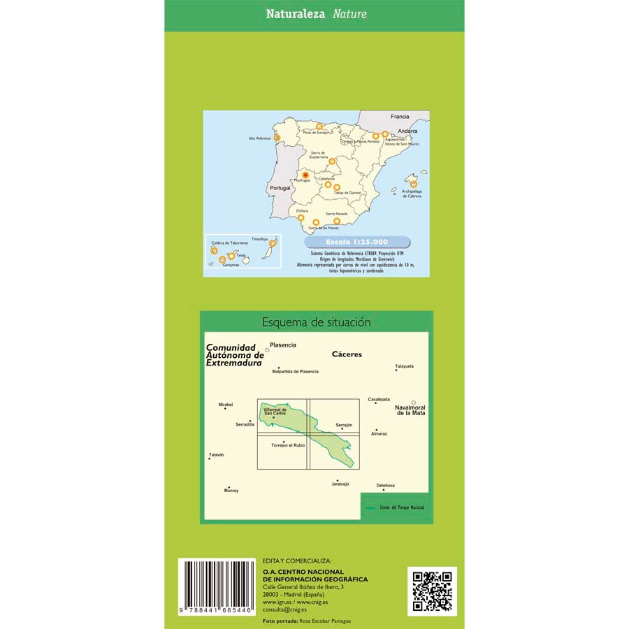 Carte topographique - Parc national Monfragüe + guide | CNIG carte de randonnée CNIG
