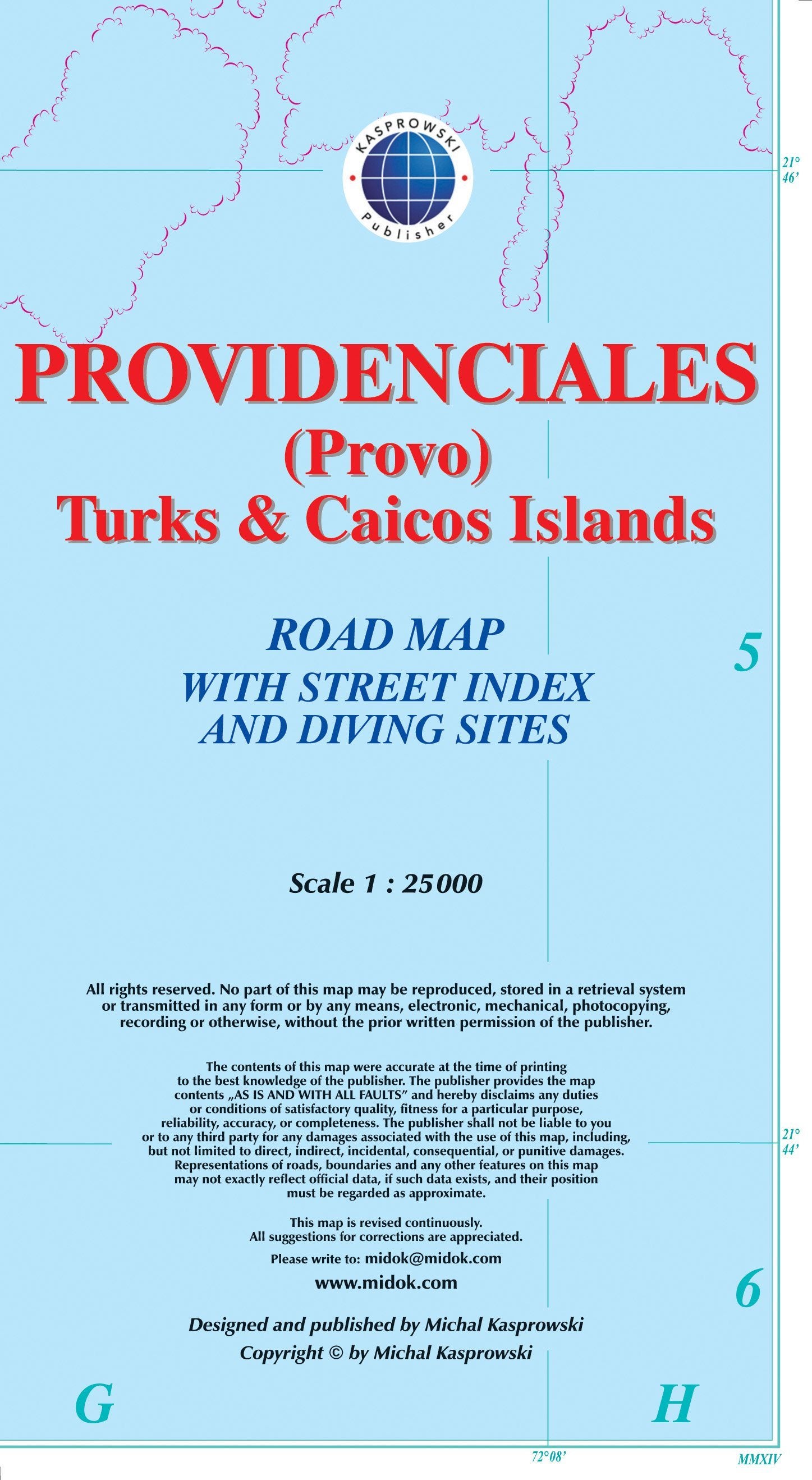 Carte topographique - Providenciales (Provo), Turks & Caicos Islands | Kasprowski carte de randonnée Kasprowski