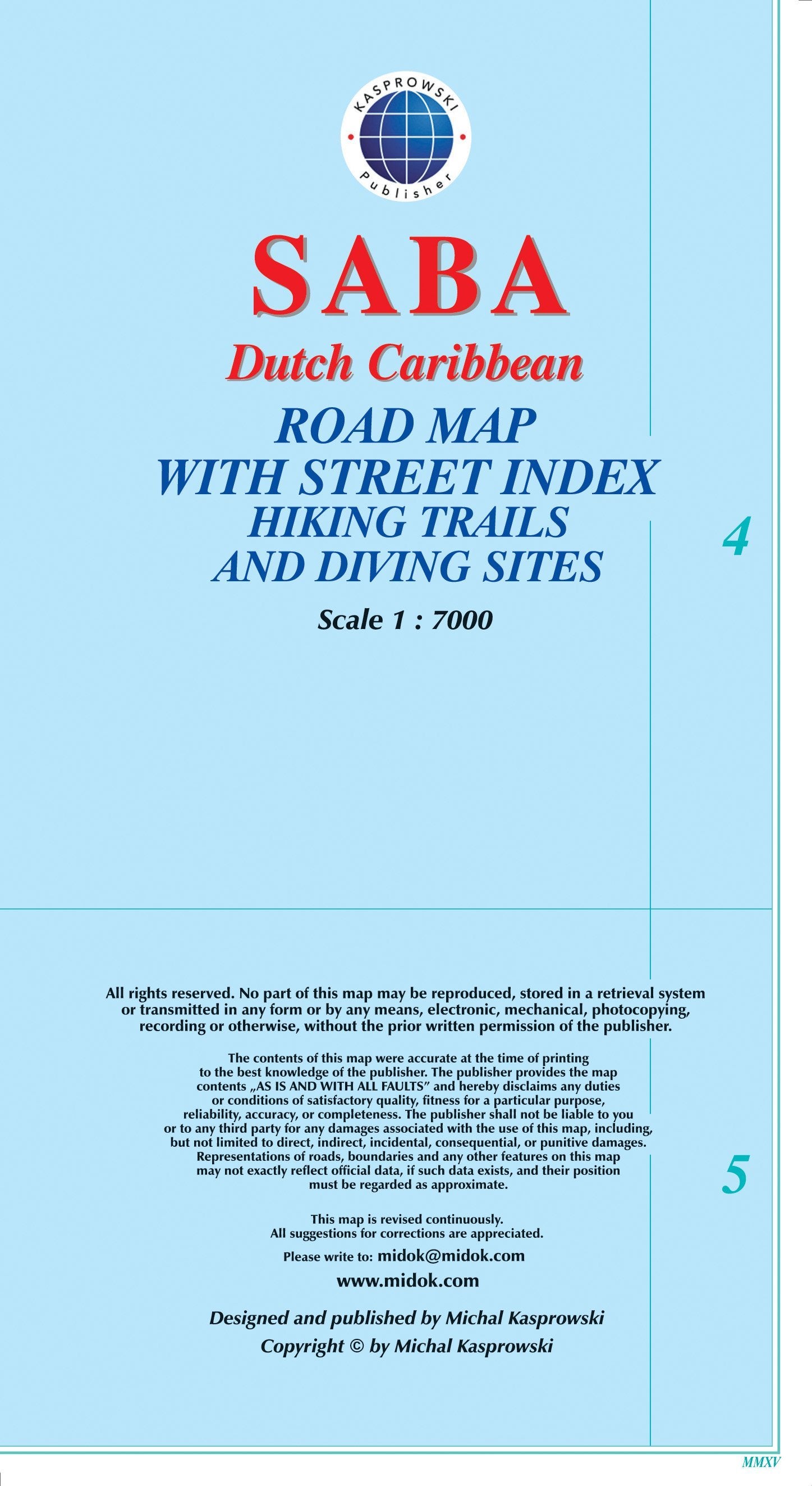 Carte topographique - Saba (Dutch Caribbean) | Kasprowski carte de randonnée Kasprowski