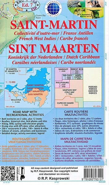 Carte topographique - Saint-Martin, Sint Maarten (French & Dutch Caribbean) | Kasprowski carte pliée Kasprowski 