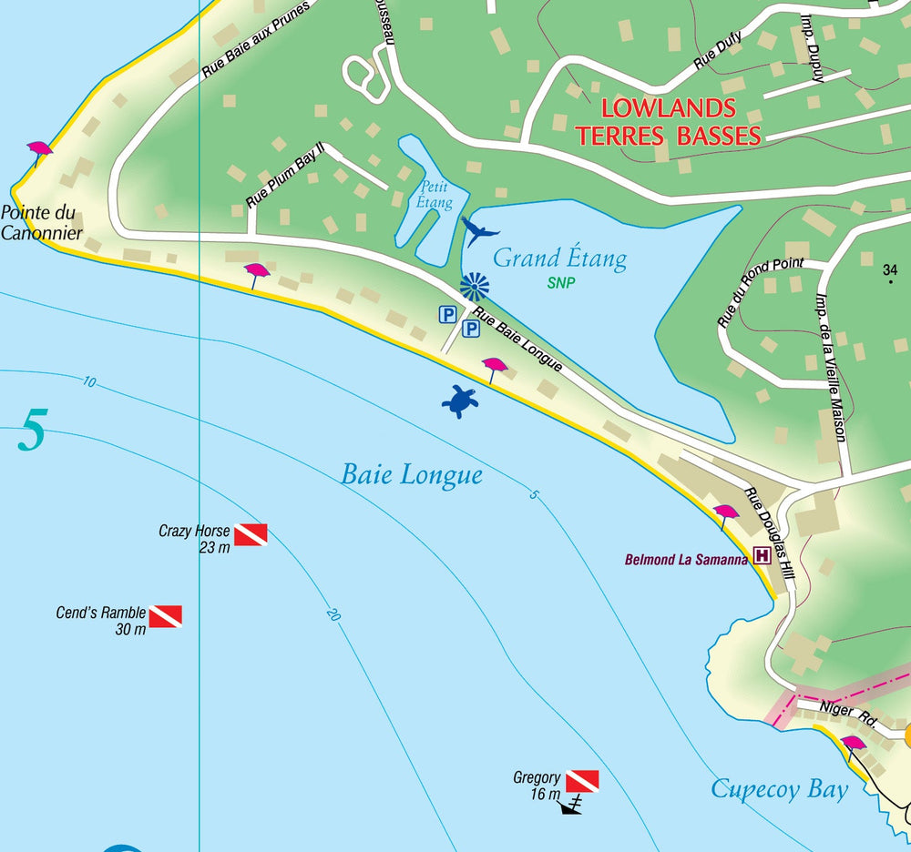 Carte topographique - Saint-Martin, Sint Maarten (French & Dutch Caribbean) | Kasprowski carte pliée Kasprowski 