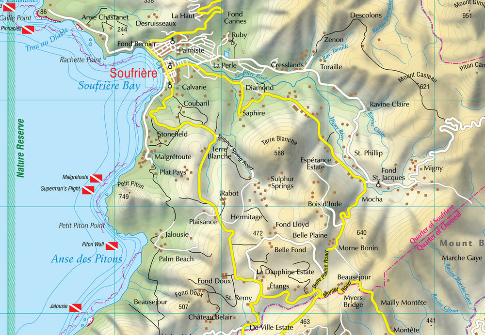 Carte topographique - Sainte Lucie (Caraïbes) | Kasprowski carte pliée Kasprowski 