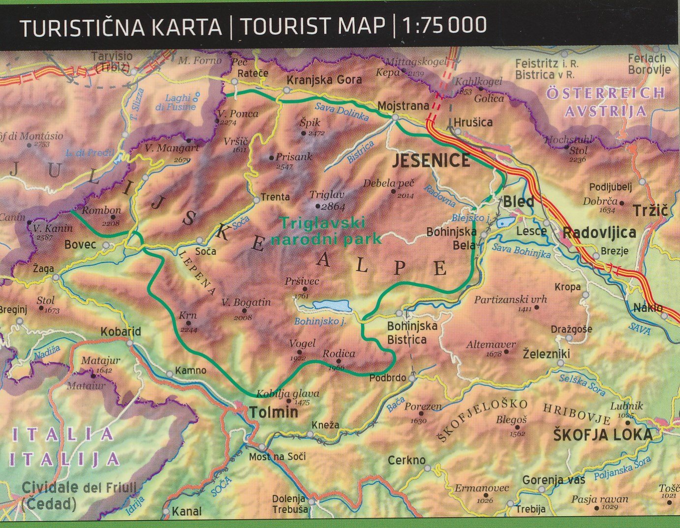 Carte touristique - Alpes Ouest (Slovénie) | Kartografija carte routière Kartografija