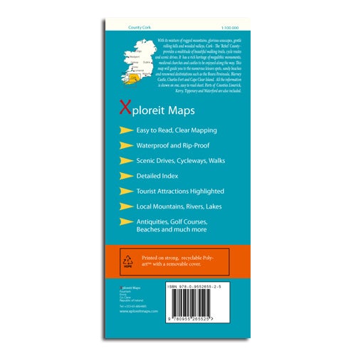 Carte touristique - Comté de Cork (Irlande) | Xploreit carte routière Xploreit