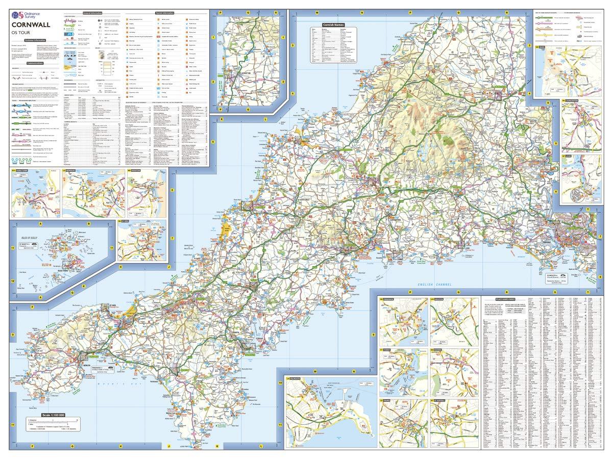 Carte touristique - Cornouailles - Tour 1 | Ordnance Survey carte routière Ordnance Survey