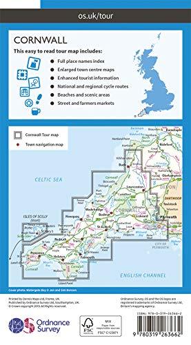 Carte touristique - Cornouailles - Tour 1 | Ordnance Survey carte routière Ordnance Survey