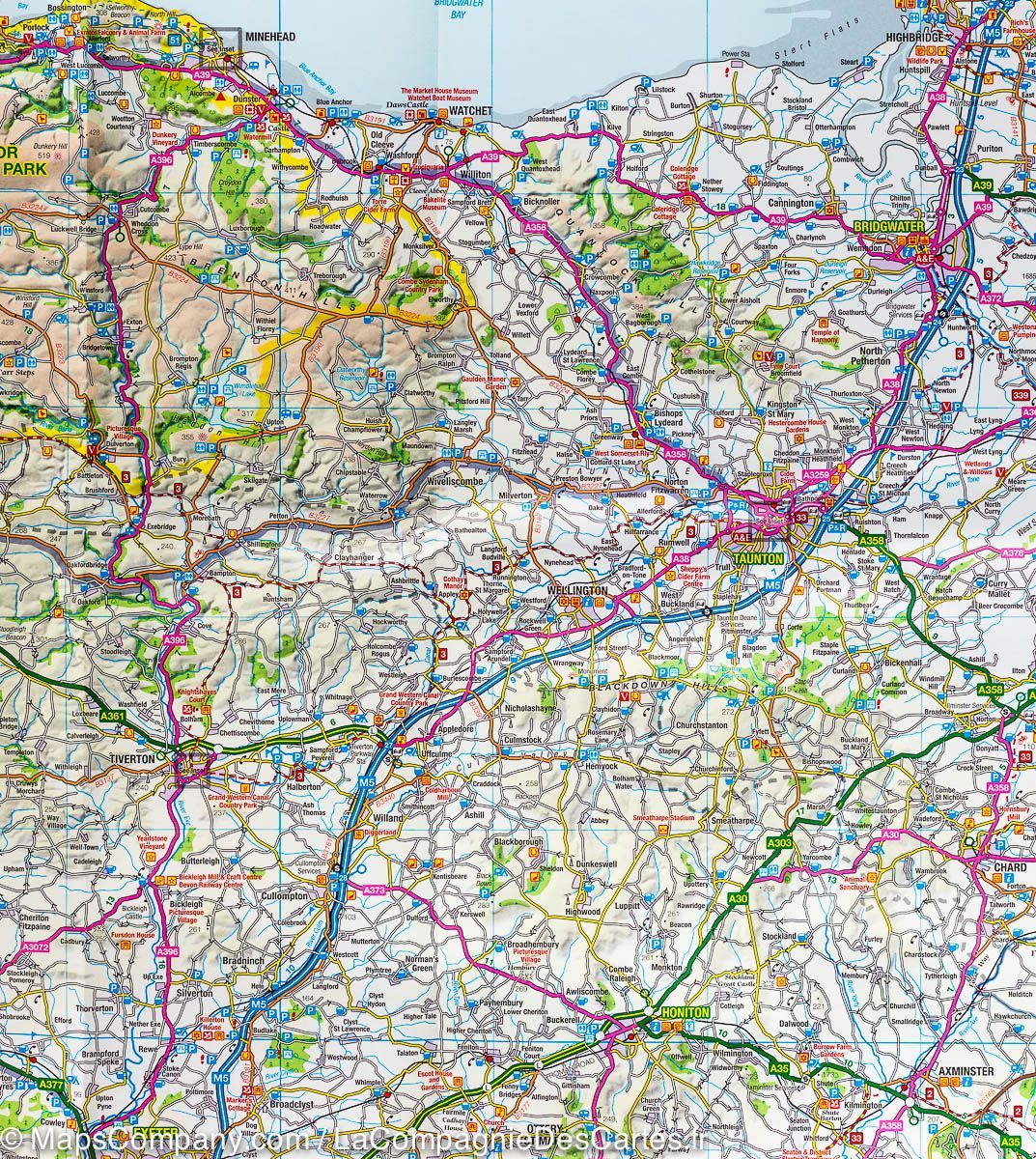 Carte touristique - Devon & Somerset Ouest - Tour 5 | Ordnance Survey carte routière Ordnance Survey