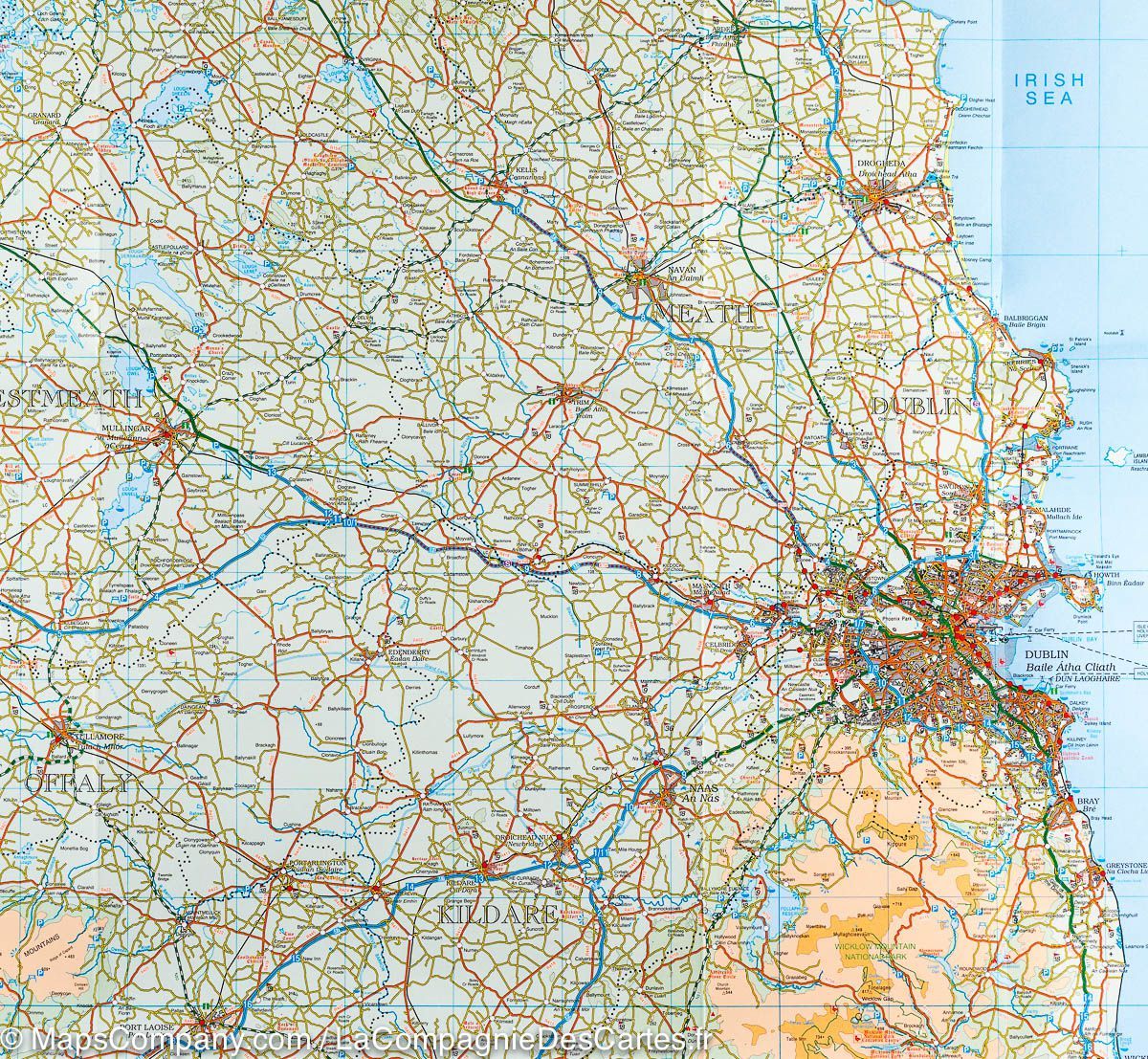 Carte touristique - Irlande Est | Ordnance Survey carte routière Ordnance Survey Ireland