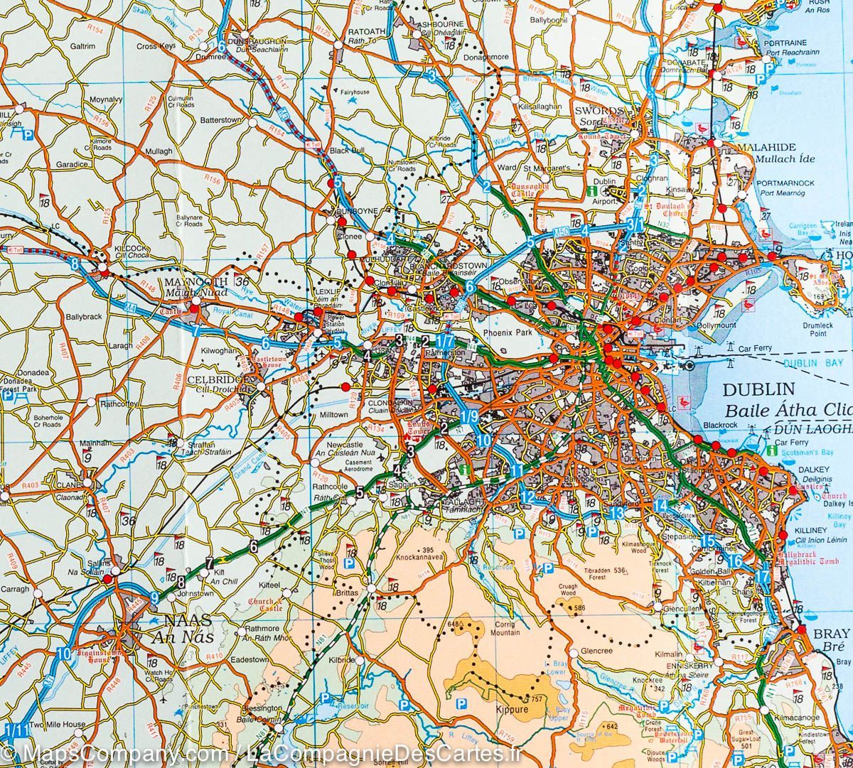 Carte touristique - Irlande Est | Ordnance Survey carte routière Ordnance Survey Ireland