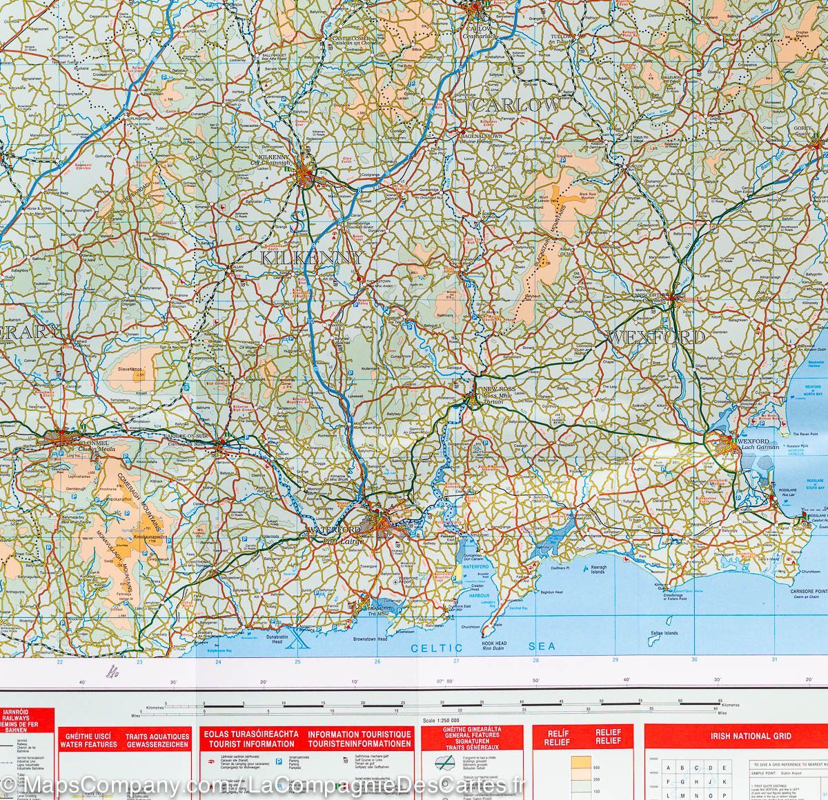 Carte touristique - Irlande Est | Ordnance Survey carte routière Ordnance Survey Ireland