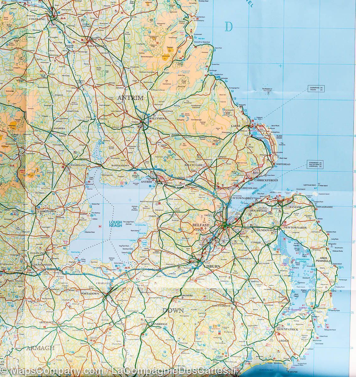Carte touristique - Irlande Nord | Ordnance Survey carte routière Ordnance Survey Ireland