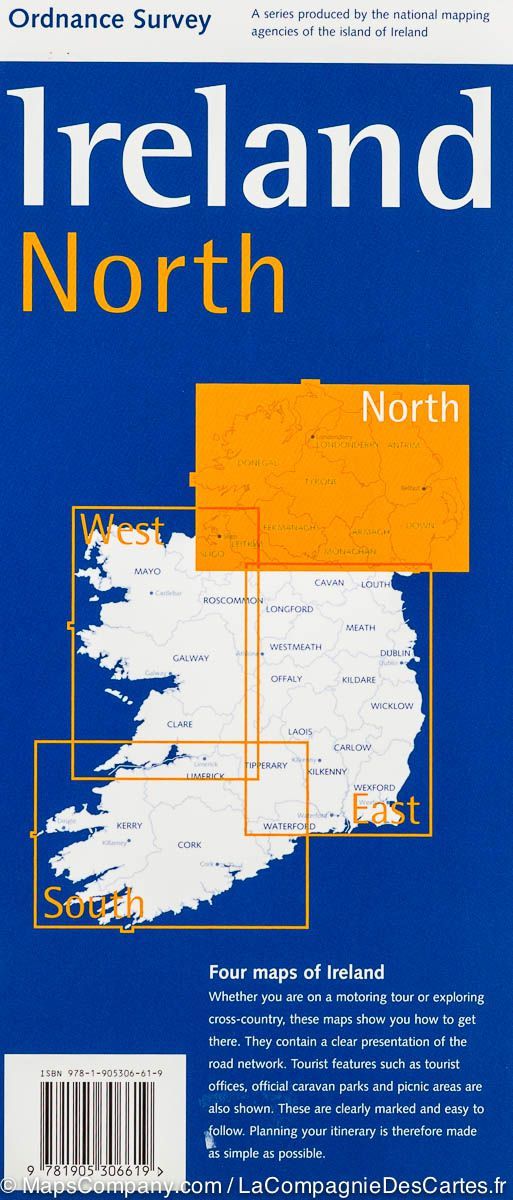 Carte touristique - Irlande Nord | Ordnance Survey carte routière Ordnance Survey Ireland