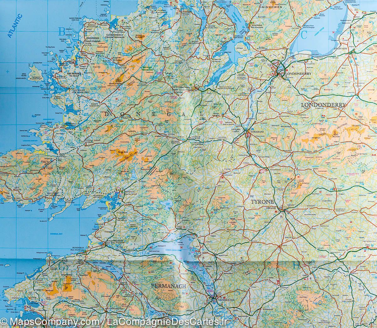 Carte touristique - Irlande Nord | Ordnance Survey carte routière Ordnance Survey Ireland
