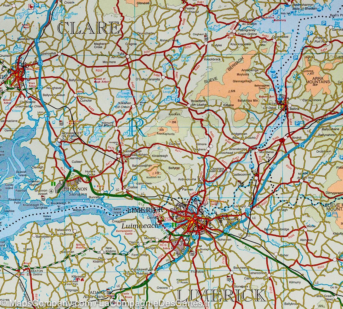 Carte touristique - Irlande Ouest | Ordnance Survey carte routière Ordnance Survey Ireland