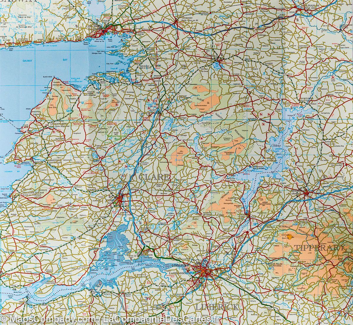 Carte touristique - Irlande Ouest | Ordnance Survey carte routière Ordnance Survey Ireland