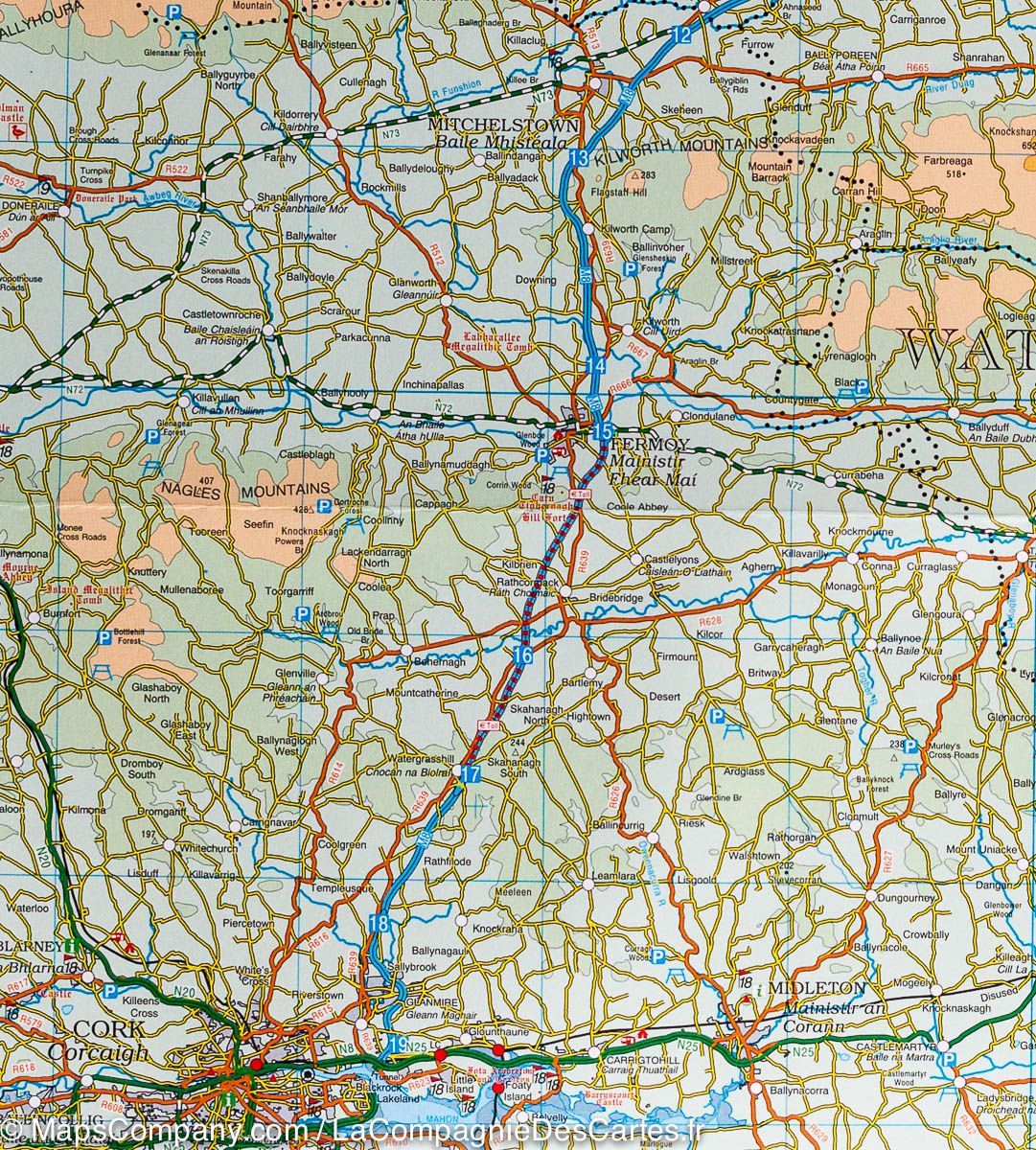 Carte touristique - Irlande Sud | Ordnance Survey carte routière Ordnance Survey Ireland